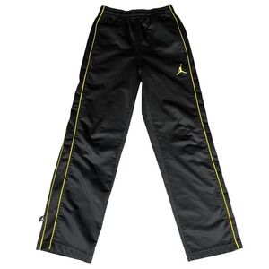 Jordan Kids Black Yellow Jumpman Logo Athletic Track Pants Straight Leg 8-10Y